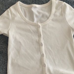 Shein white button up top cropped